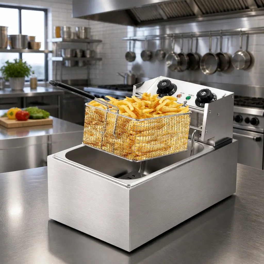 Electric Deep Fryer Stainless Steel 10L Silver