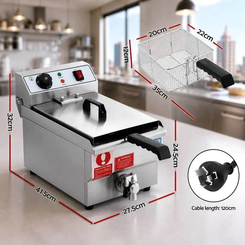 Electric Deep Fryer Stainless Steel 10L Silver 3000W