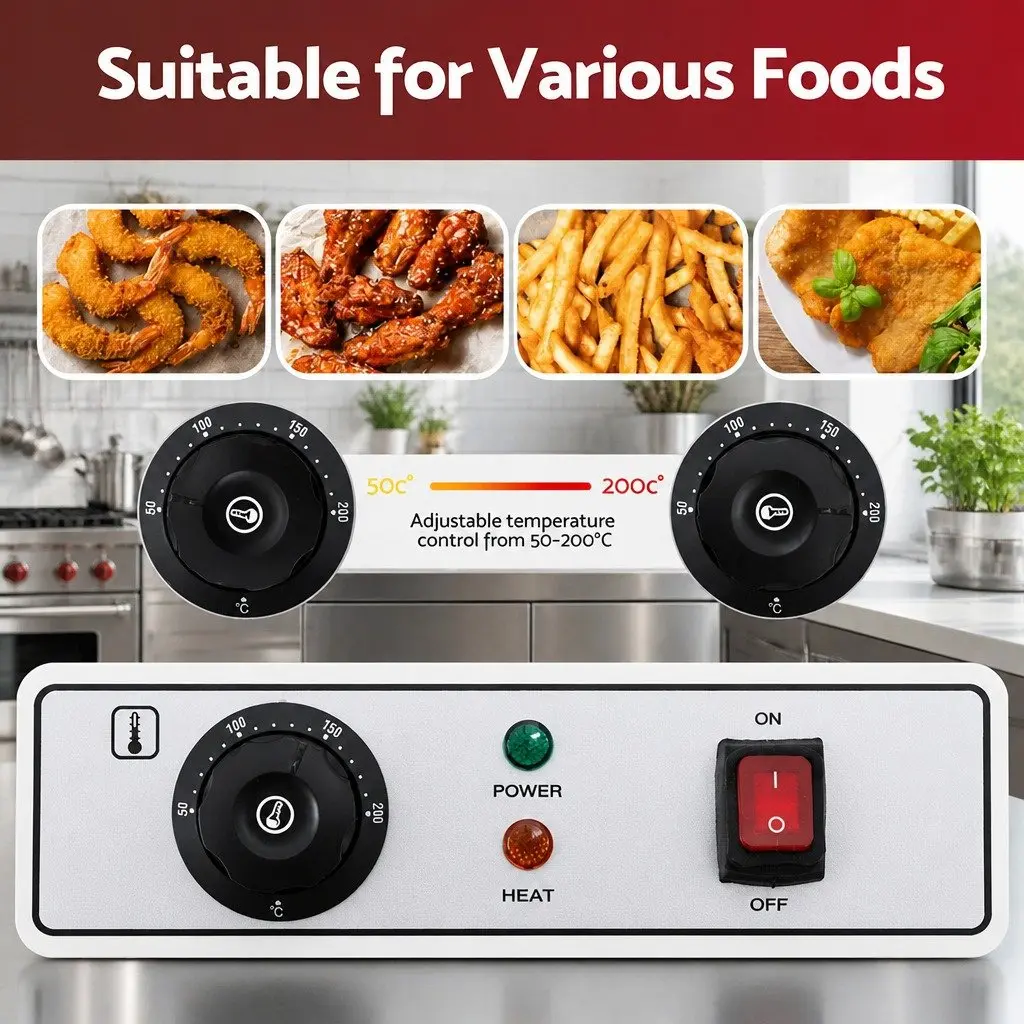 Electric Deep Fryer Stainless Steel 10L Silver 3000W