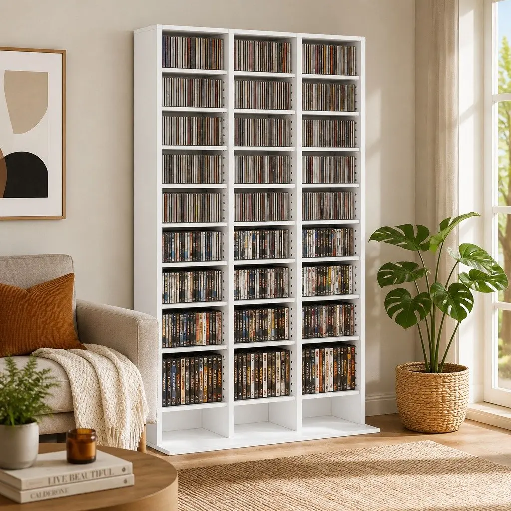 Bookshelf Particle Board Adjustable Shelves 102cm x 23.5cm x 194.5cm White