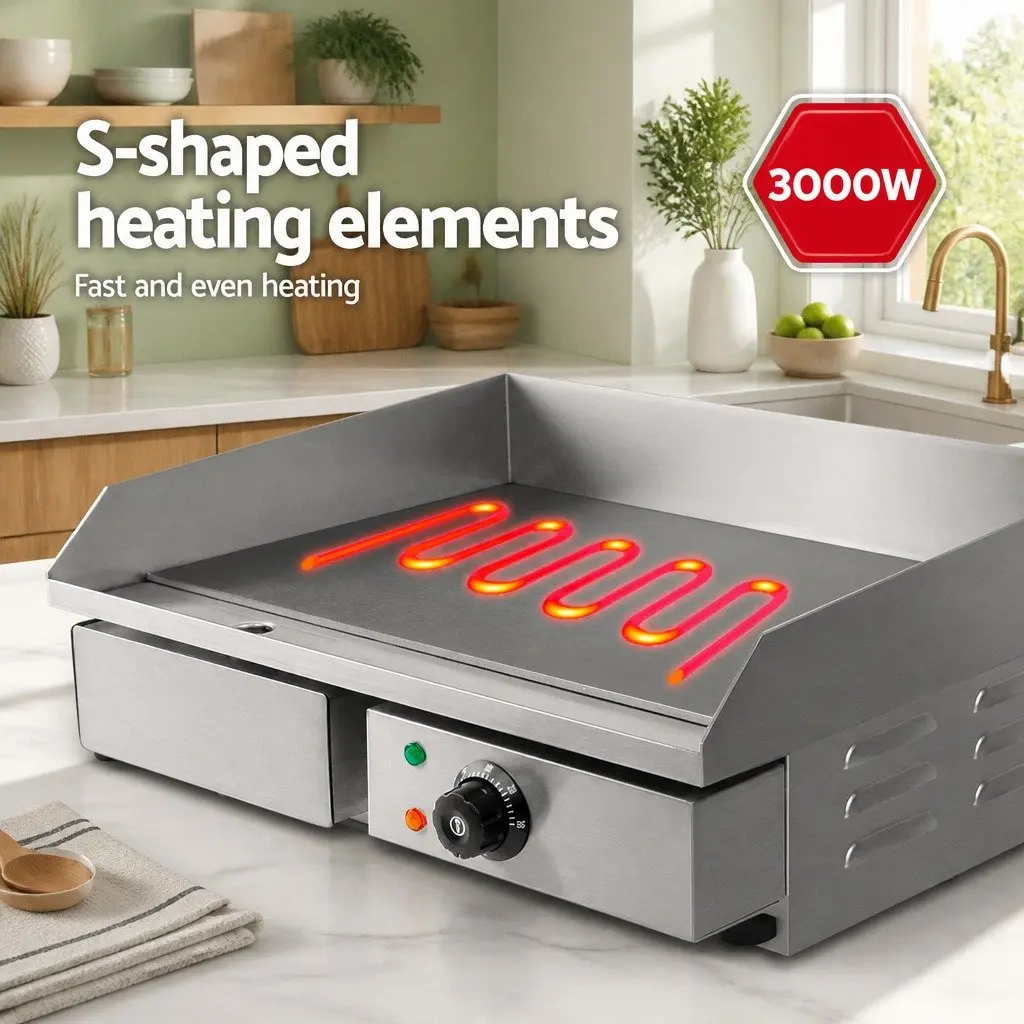 Electric Griddle Cooktop A3 Steel 55cm Silver Flat Cooking Surface