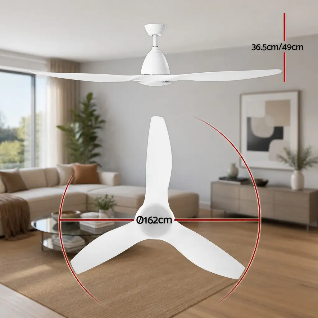 Ceiling Fan DC Motor 64 Inch LED Light Remote Control 5 Speed Indoor Outdoor