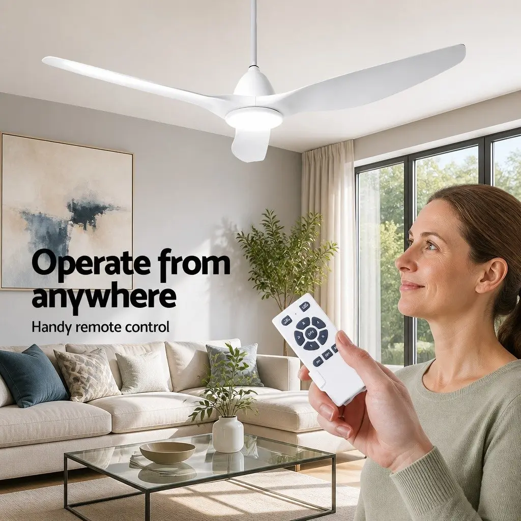Ceiling Fan DC Motor 64 Inch LED Light Remote Control 5 Speed Indoor Outdoor