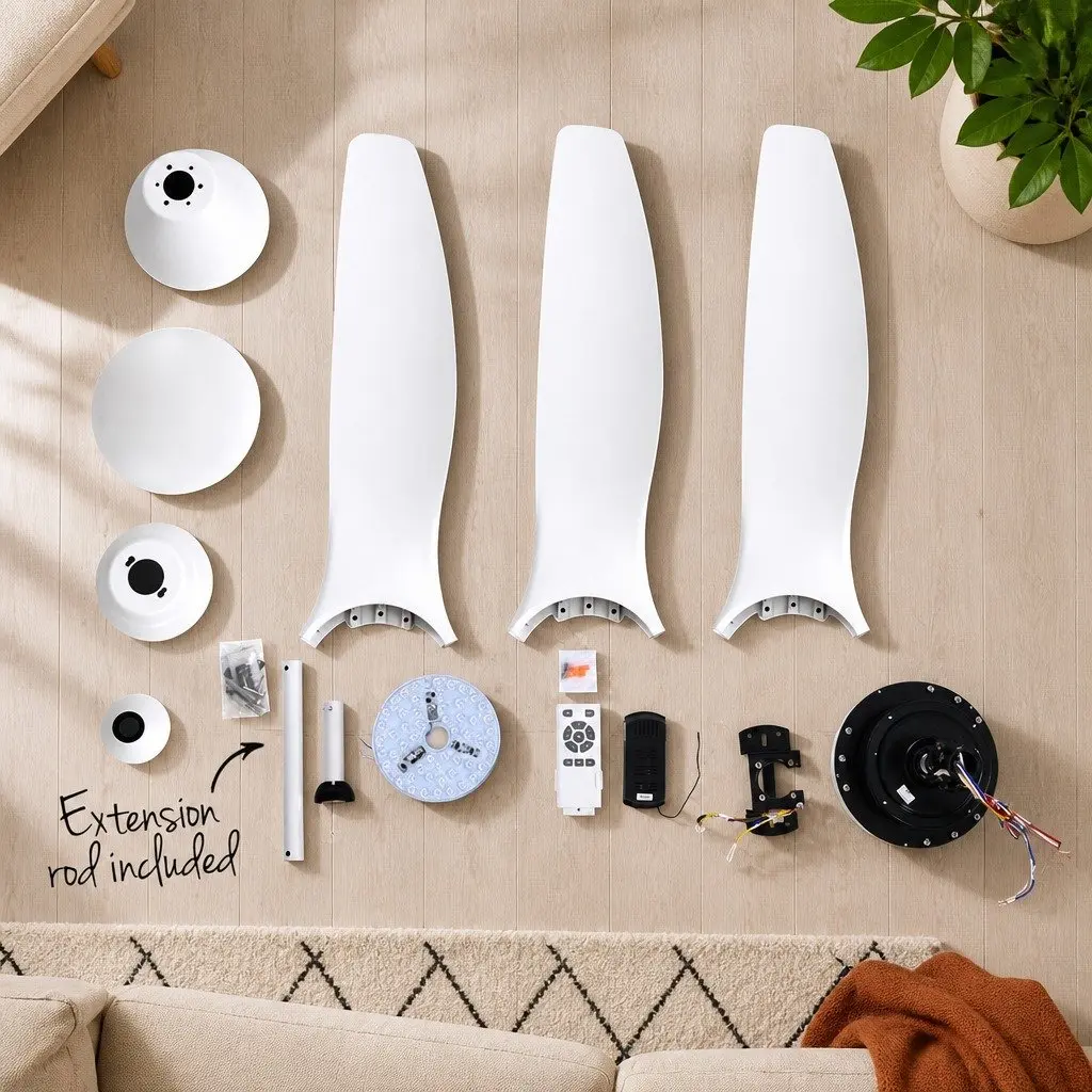 Ceiling Fan DC Motor 64 Inch LED Light Remote Control 5 Speed Indoor Outdoor