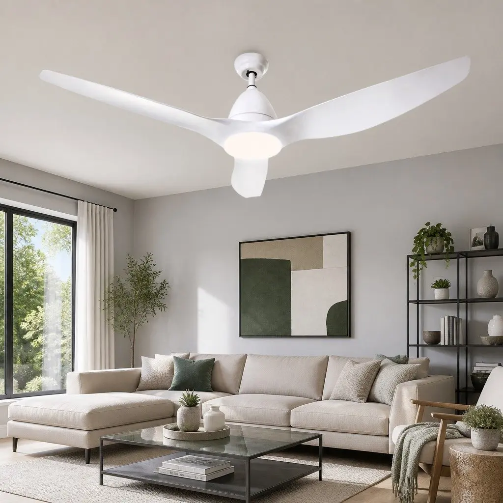 Ceiling Fan DC Motor 64 Inch LED Light Remote Control 5 Speed Indoor Outdoor