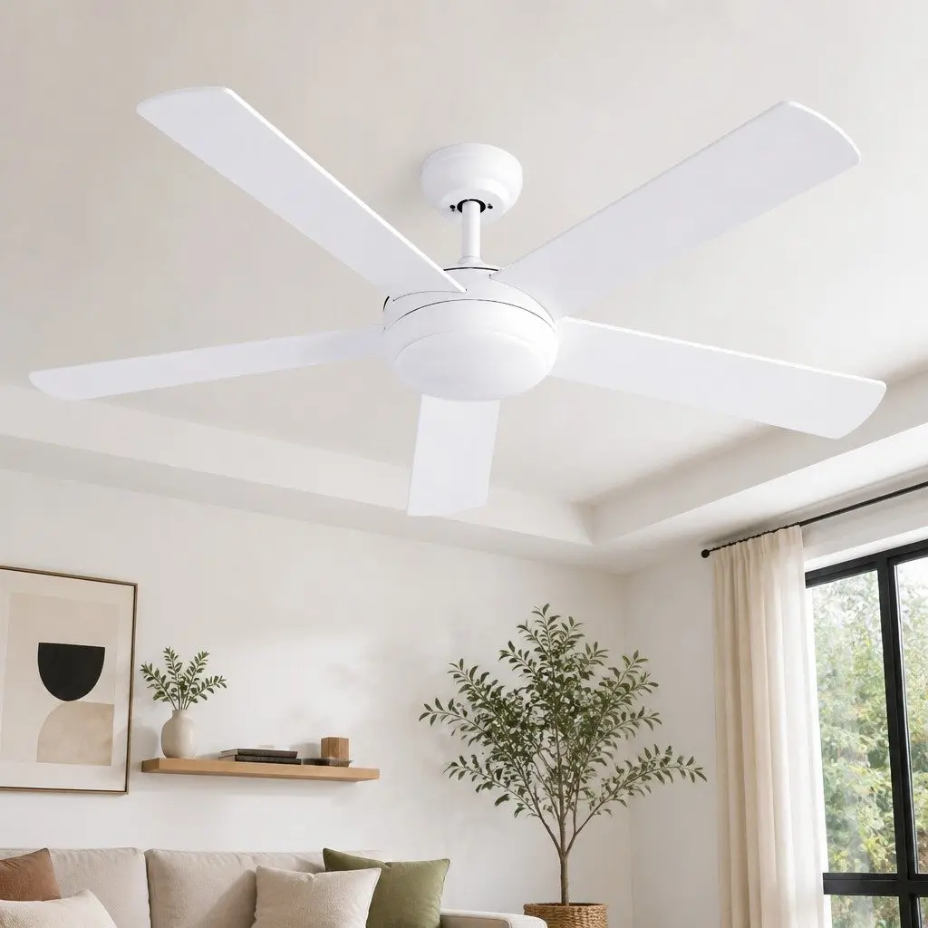 Ceiling Fan 52 Inch 5 Blades DC Motor Remote Control LED Light White