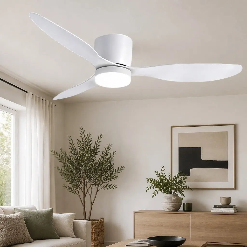 Ceiling Fan 52 Inch White 3 Blade LED Light DC Motor Remote Control 6 Speed