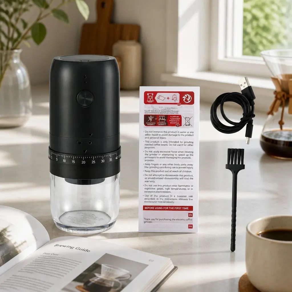 Electric Coffee Grinder Portable USB-C Rechargeable 40 Grind Settings Bean