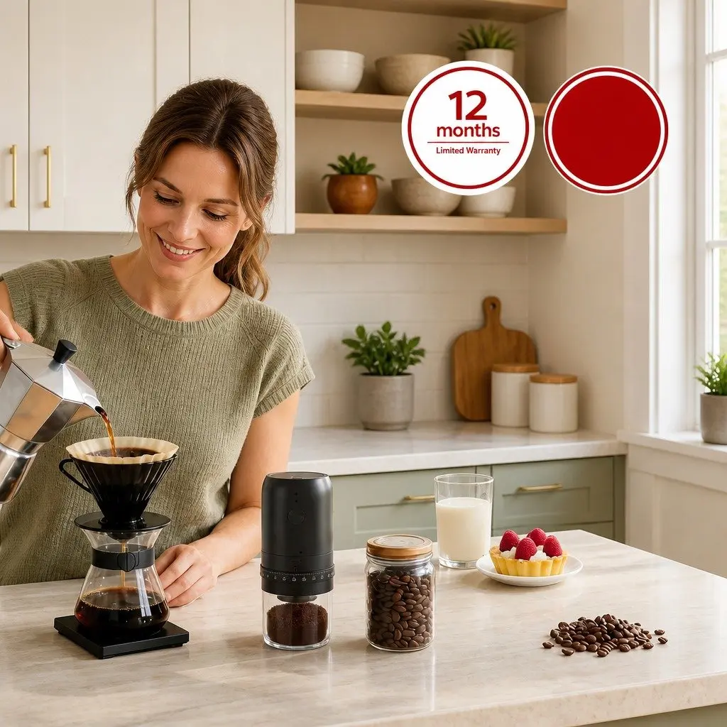 Electric Coffee Grinder Portable USB-C Rechargeable 40 Grind Settings Bean