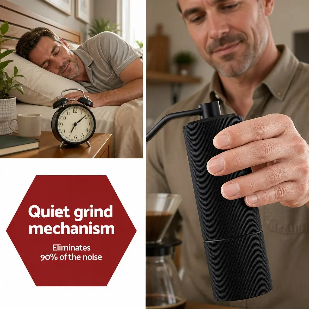 Manual Coffee Grinder Burr Mill 18.5cm Dark Grey Portable 24 Adjustable Grind Settings