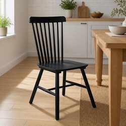 Dining Chairs Kitchen Seat Black Wooden Frame Set of 2