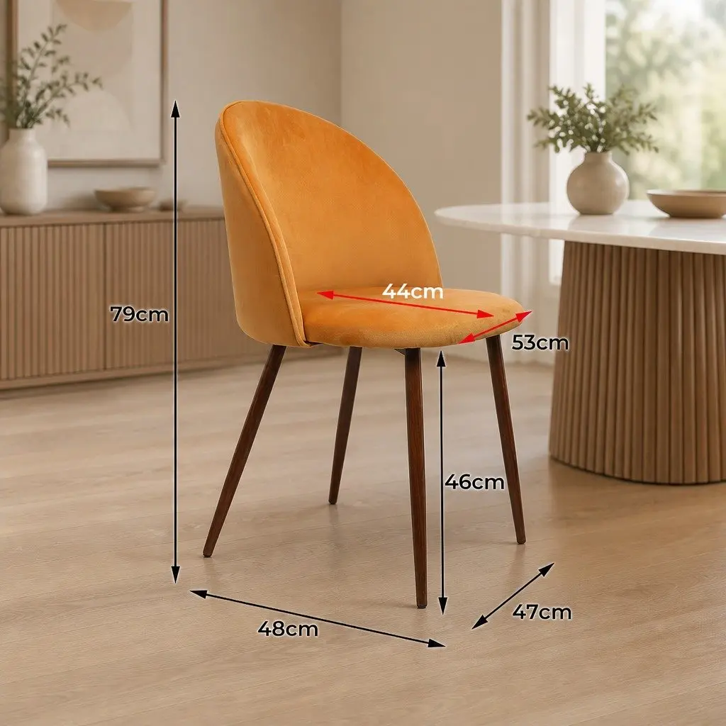 Dining Chairs Velvet Upholstery Mustard Set of 4