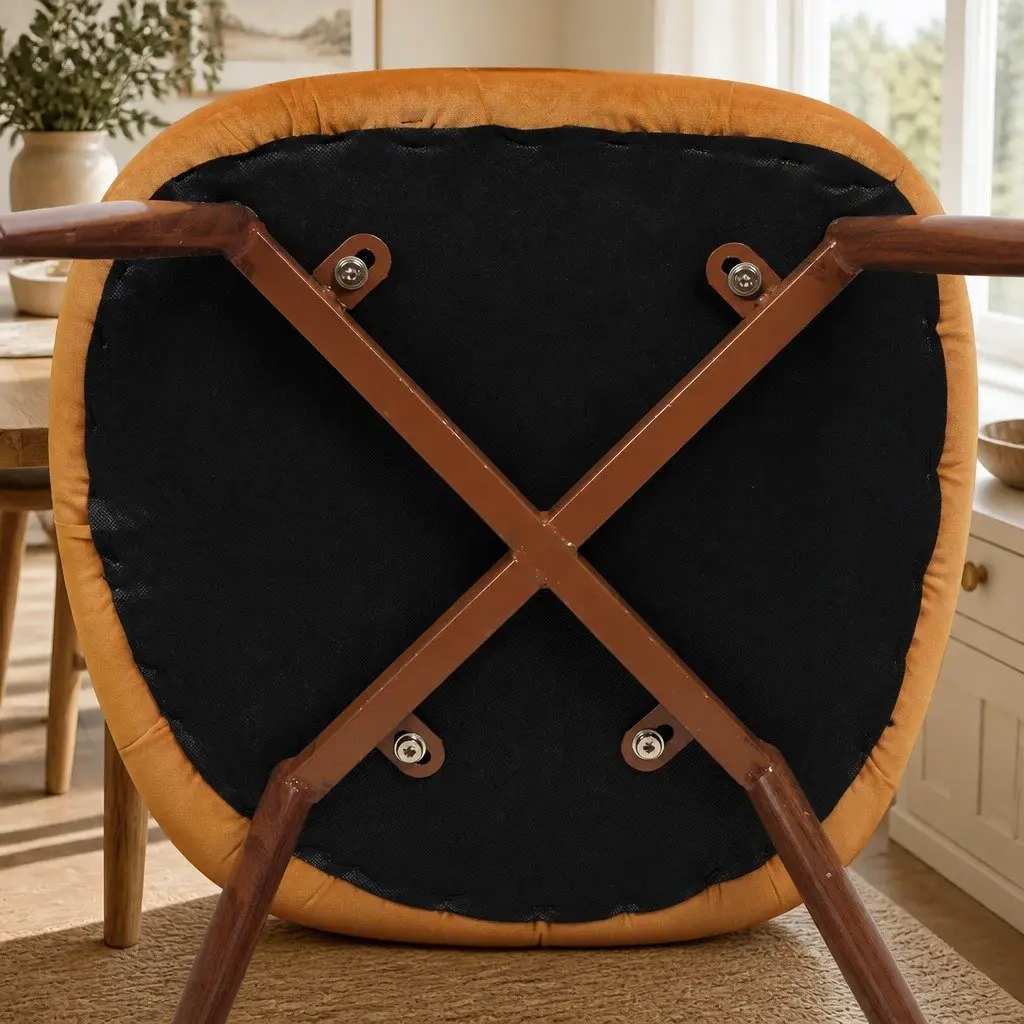 Dining Chairs Velvet Upholstery Mustard Set of 4