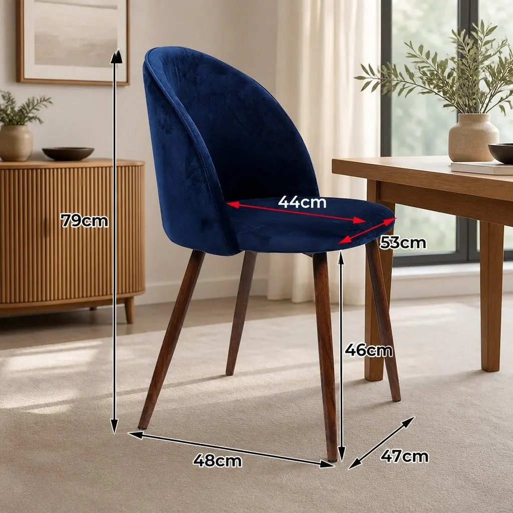 Dining Chairs Set of 4 French Provincial Navy Velvet Seat Kitchen Lounge Room