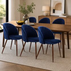 Versatile Set of 6 Navy Velvet Dining Chairs