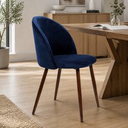 2 Dining Chairs with Navy Velvet - Perfect for Dining Spaces