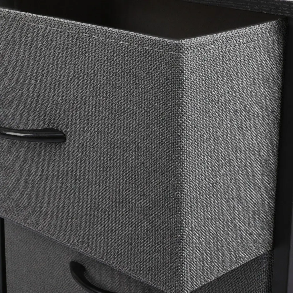 Chest of 5 Drawers Storage Cabinet MDF Steel Frame 100cm H 30cm W 55cm D Dark Grey