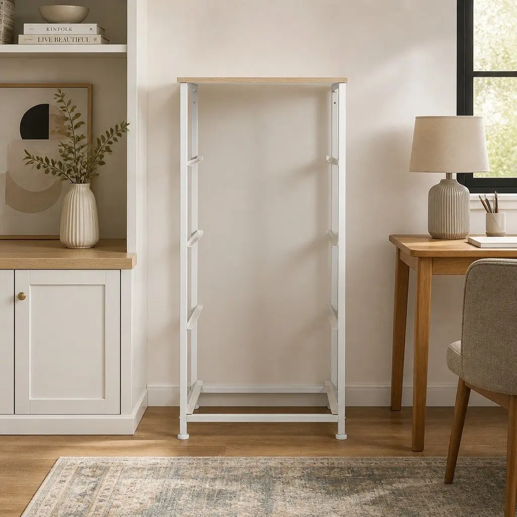 Storage Cabinet Chest of Drawers MDF Steel Frame Beige 4 Drawer