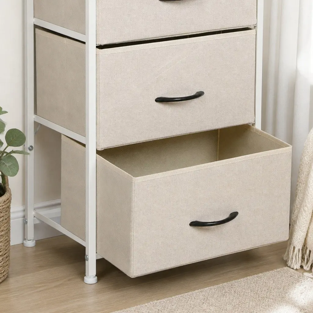 Storage Cabinet Chest of Drawers MDF Steel Frame Beige 4 Drawer