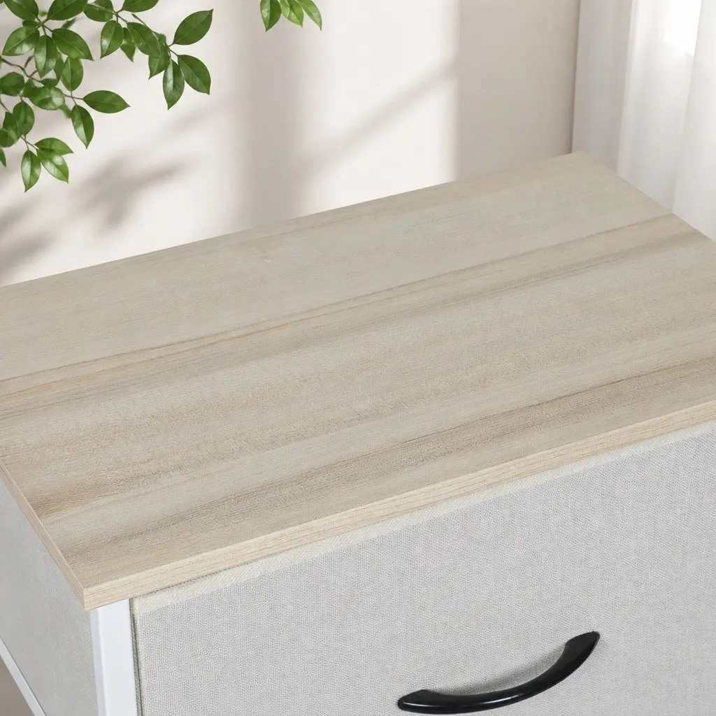 Storage Cabinet Chest of Drawers MDF Steel Frame Beige 4 Drawer