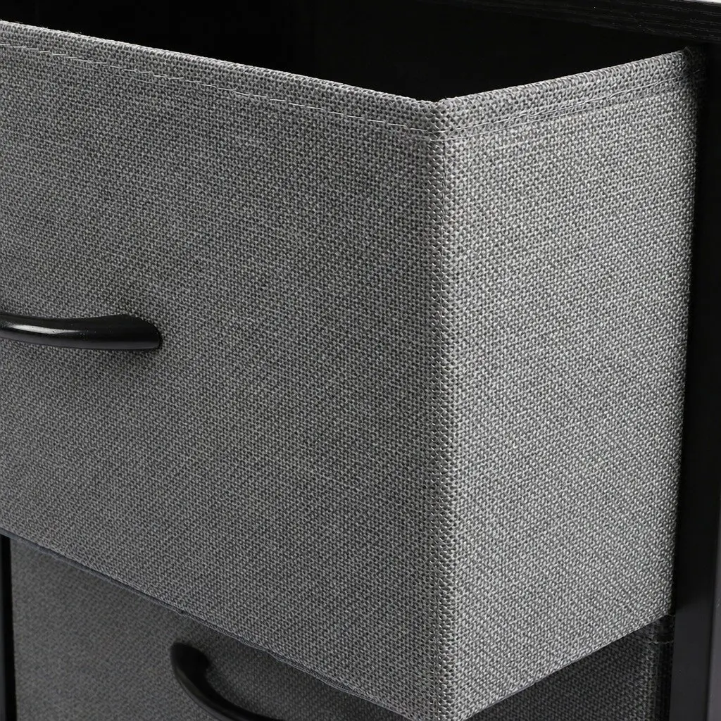 Storage Cabinet Tower Chest Bedroom Nightstand Dresser Organizer Unit Dark Grey 45cm x 30cm x 93cm