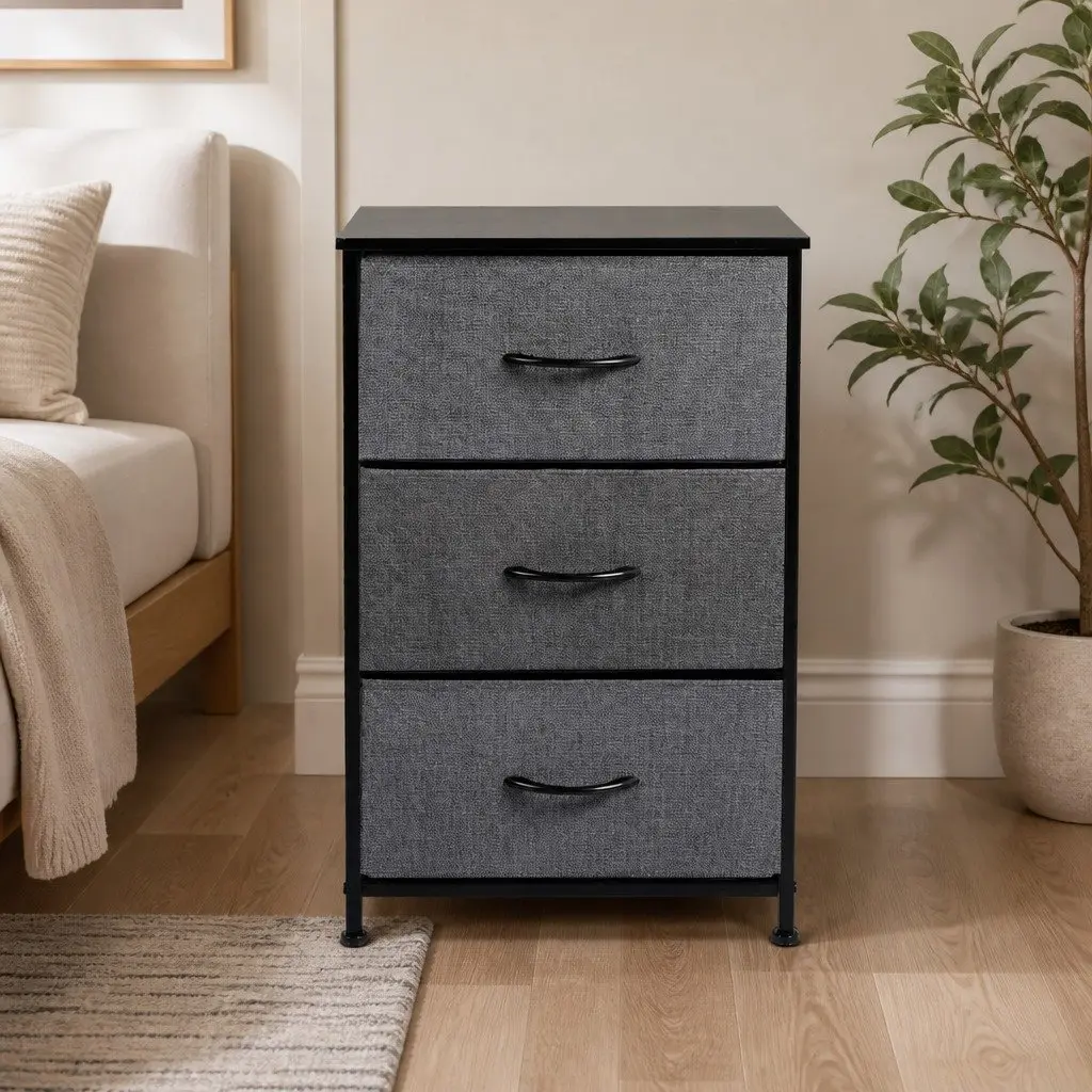 Storage Cabinet Tower MDF Steel Non-Woven Fabric 45cm x 30cm x 70cm Dark Grey
