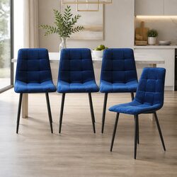 Dining Chairs Set of 4 Velvet Blue Kitchen Lounge Seating High Density Foam