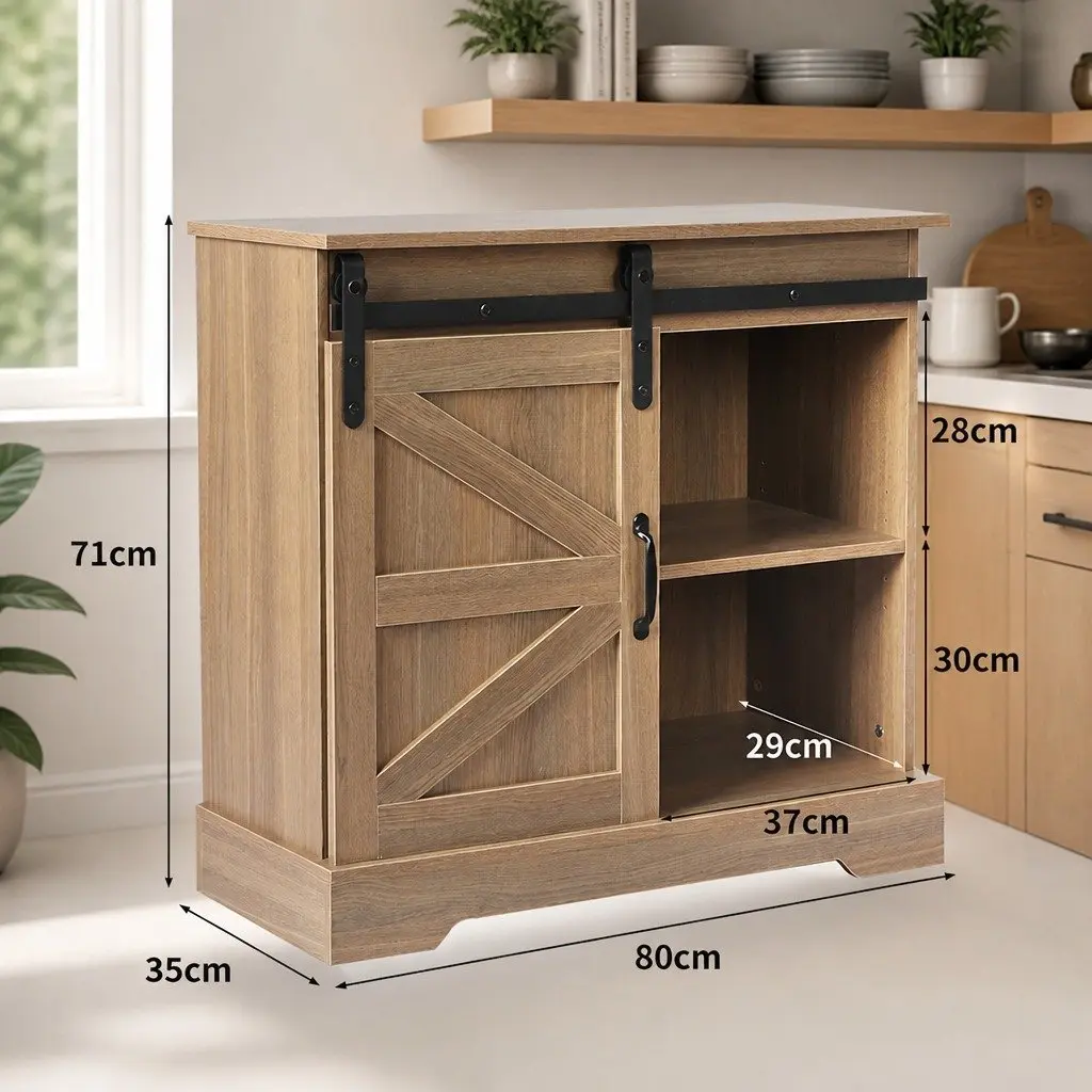 Rustic Sideboard Storage Cabinet MDF and Chipboard 80cm Natural