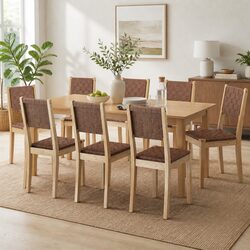 Dining Chairs x8 Accent Lounge PU Leather Solid Beech Wood Frame Kitchen Seating