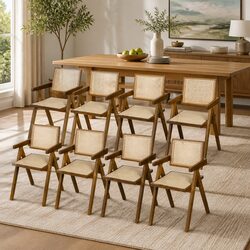 Practical Dining Chair: Walnut Frame with Rattan Weave
