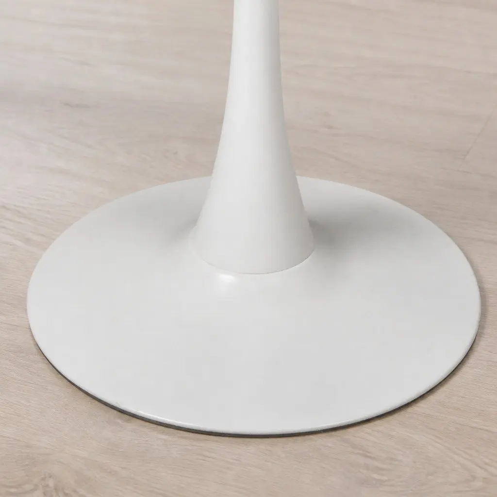 Dining Table Round Lacquered Wooden 80cm White Indoor Outdoor