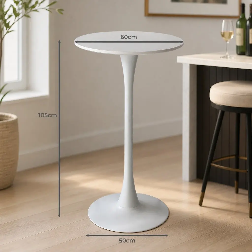 2x Durable Round Bar Tables for Home and Office Use