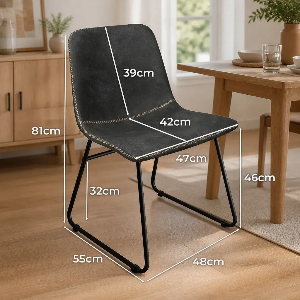 Dining Chairs Faux Leather Moulded Ergonomic Set of 4 Black