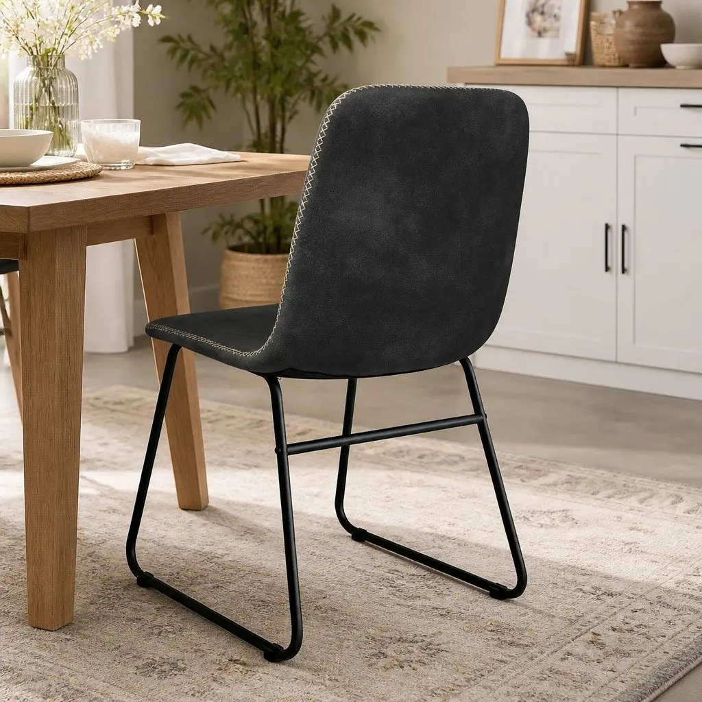 Dining Chairs Faux Leather Moulded Ergonomic Set of 4 Black