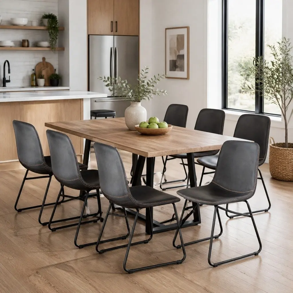 Dining Chairs Faux Leather Moulded Ergonomic 44 cm L x 55 cm W x 81 cm H Black Set of 6
