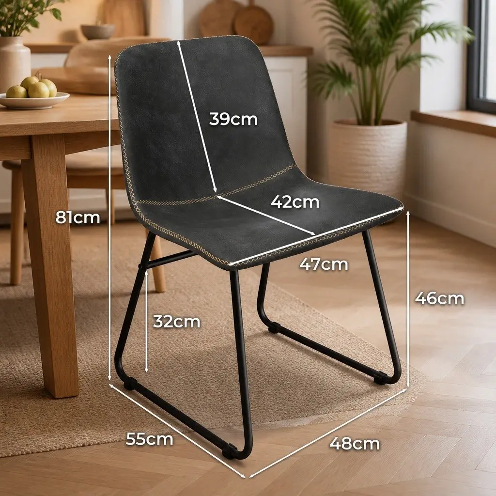 Dining Chairs Faux Leather Moulded Ergonomic 44 cm L x 55 cm W x 81 cm H Black Set of 6