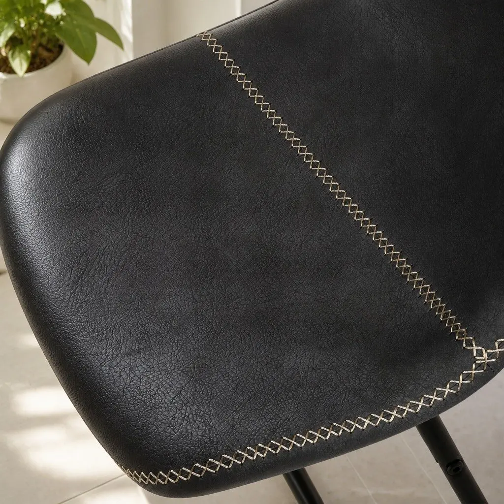 Dining Chairs Faux Leather Moulded Ergonomic 44 cm L x 55 cm W x 81 cm H Black Set of 6