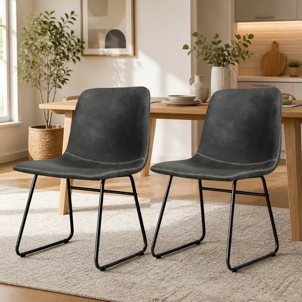 Dining Chairs Faux Leather Moulded Ergonomic 44 cm L x 55 cm W x 81 cm H Black Set of 6