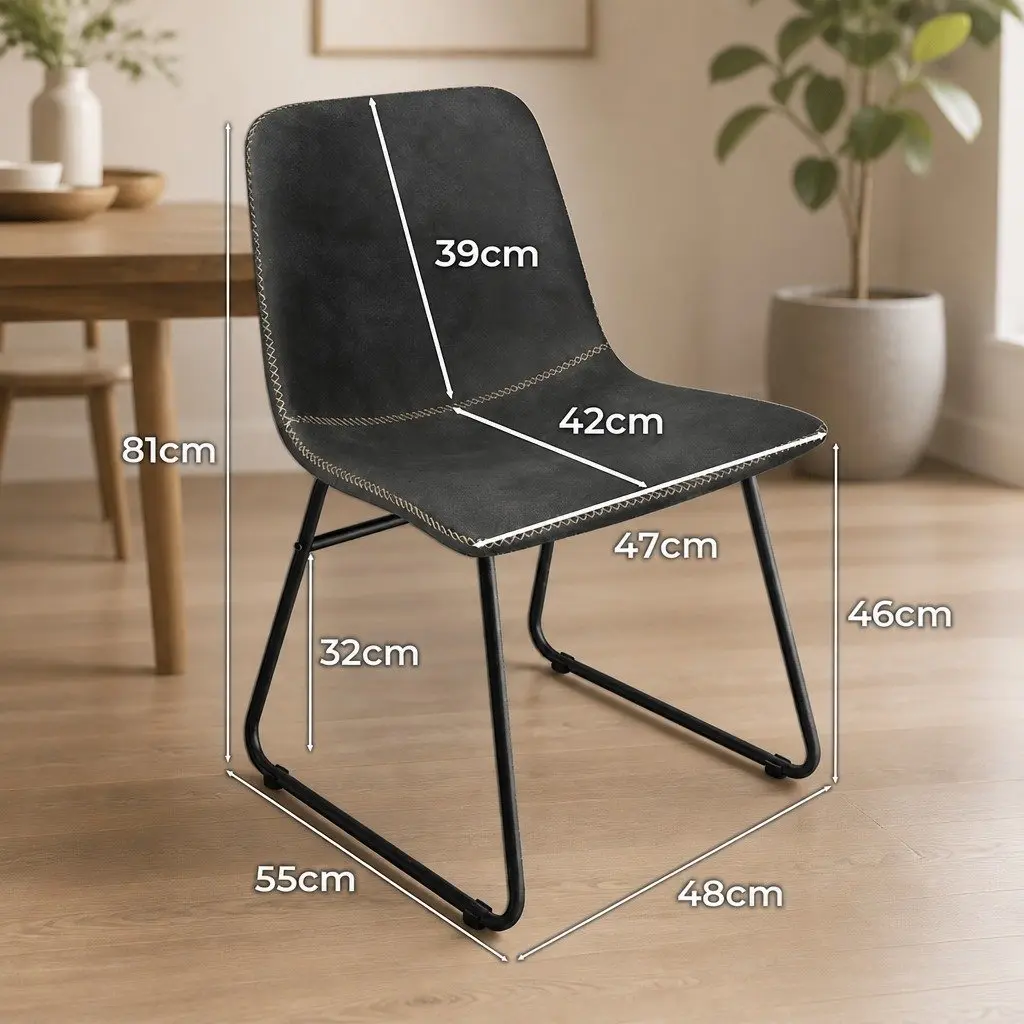 Dining Chairs Faux Leather Black Set of 8 Retro Style Kitchen Seat