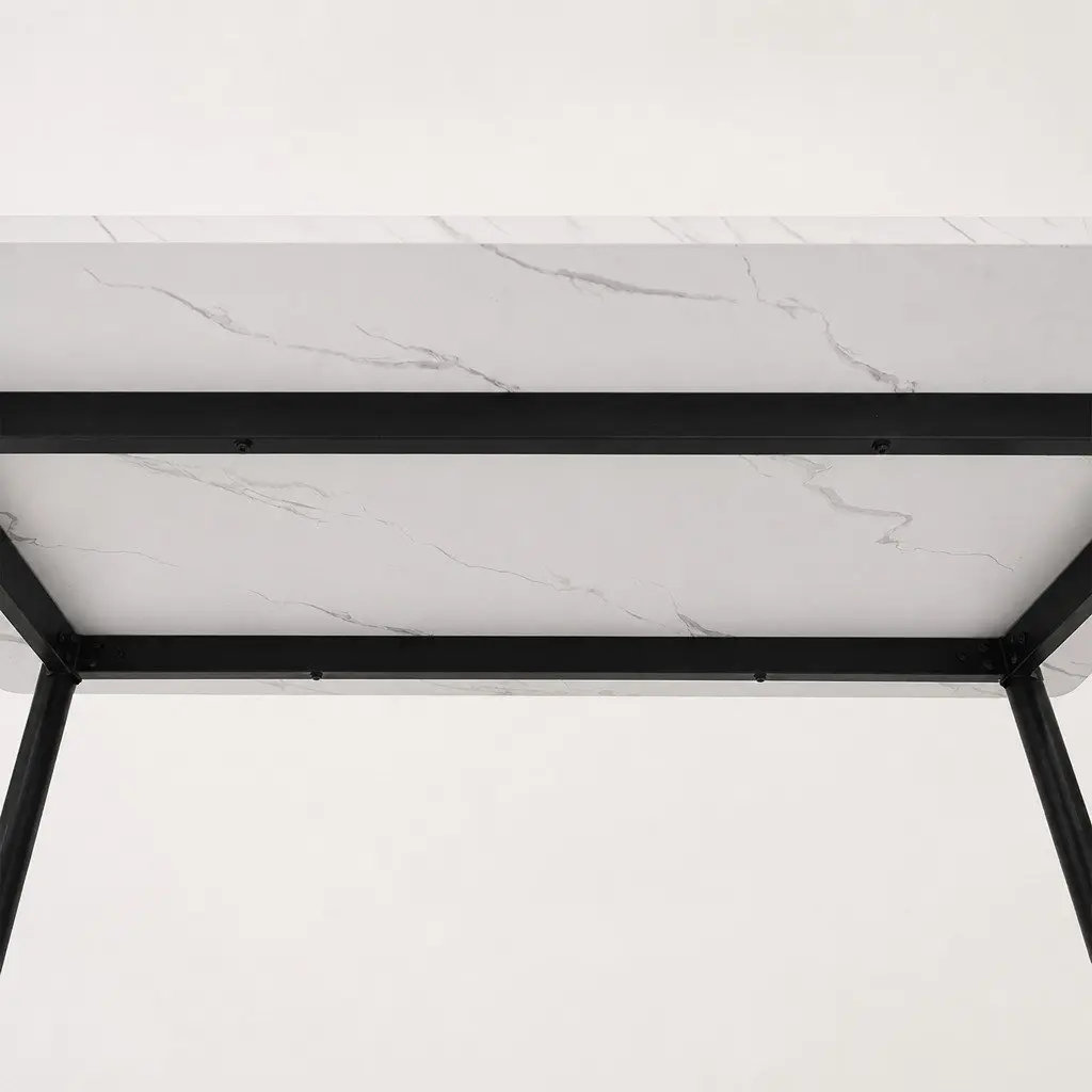 Dining Table MDF Top 150cm Steel Frame White