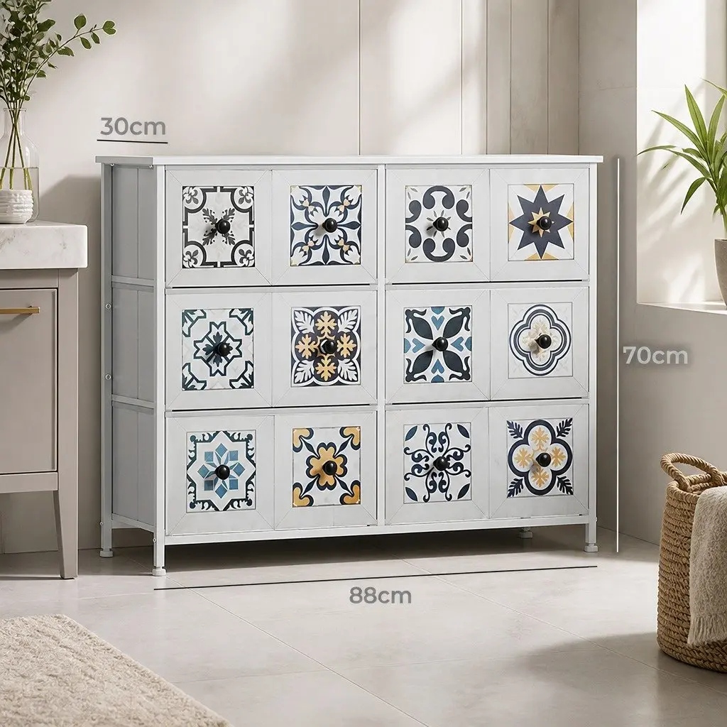 6 Drawer Chest of Drawers Storage Cabinet MDF Steel Frame White