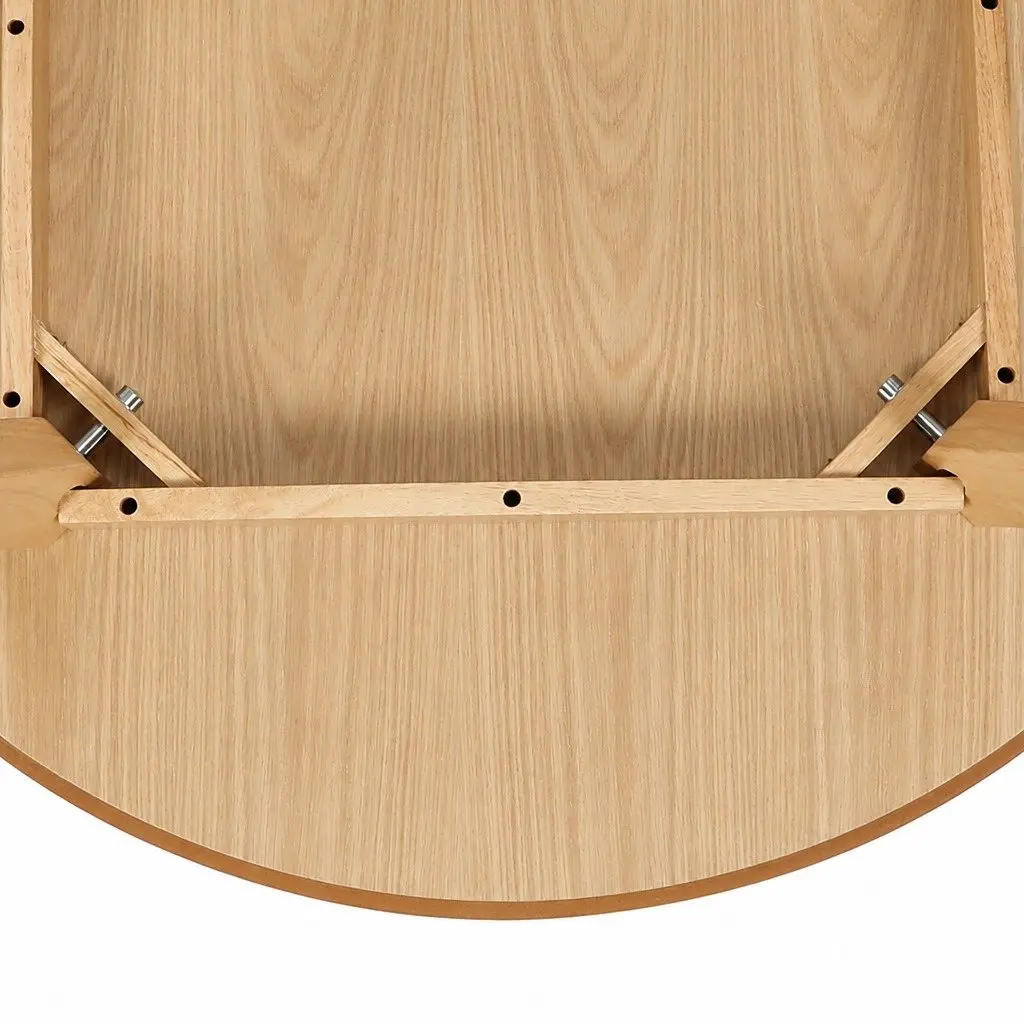 Round Dining Table 100cm Natural Rubberwood Frame MDF Top Seats 4-6 Kitchen