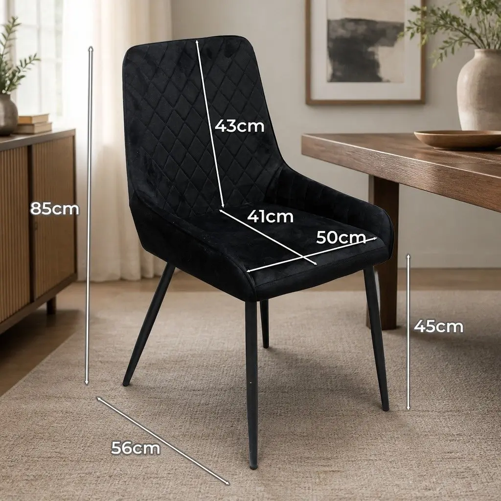 Dining Chairs Velvet Seat Steel Frame 8 Piece