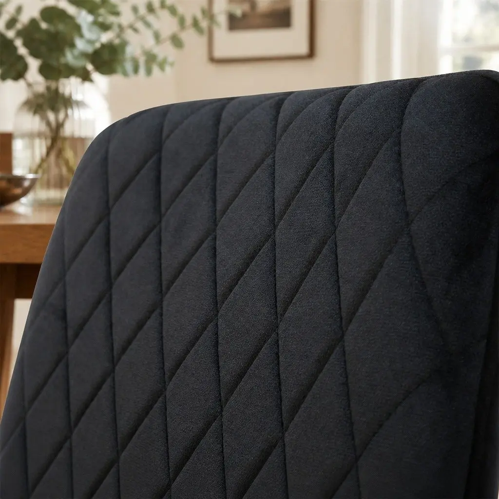 Dining Chairs Set of 4 Steel Frame Black Velvet Seat High Density Foam Comfort