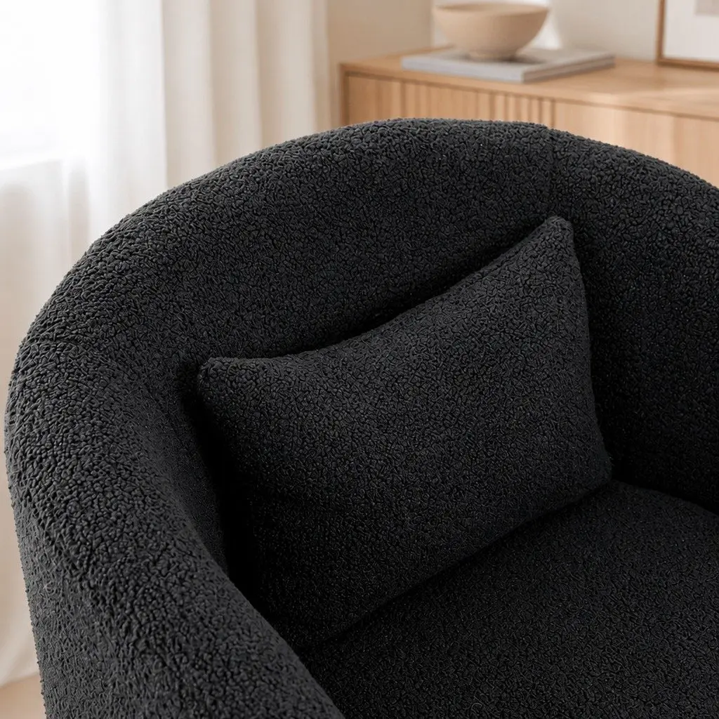 Swivel Armchair Sherpa Fleece 73cm x 72cm x 71cm Grey Modern Accent Seat