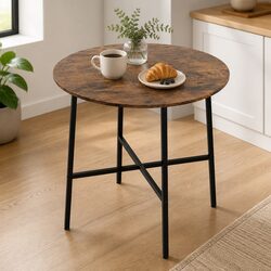 Round Dining Table 80cm Kitchen Seats 2-4 Person Industrial Steel Frame