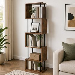 Versatile 5 Tier S-Shaped Bookshelf for Home Use