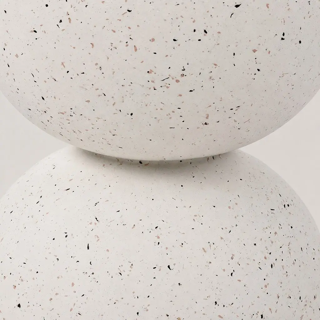 Side Table Terrazzo Magnesium Cement Round 40cm Beige Hourglass