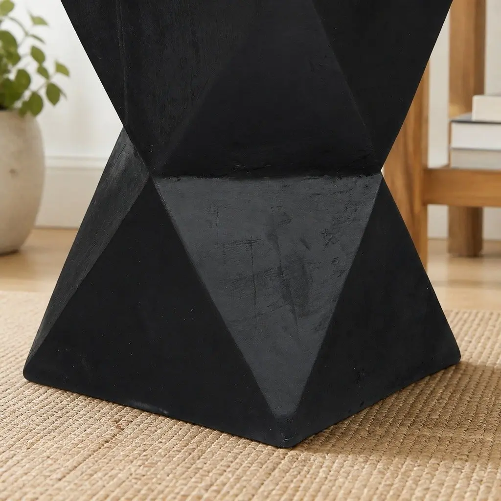 Geometric Accent Stool Terrazzo Black Magnesium Cement 31cm Wide 31cm Deep 45cm High Nightstand Side Table