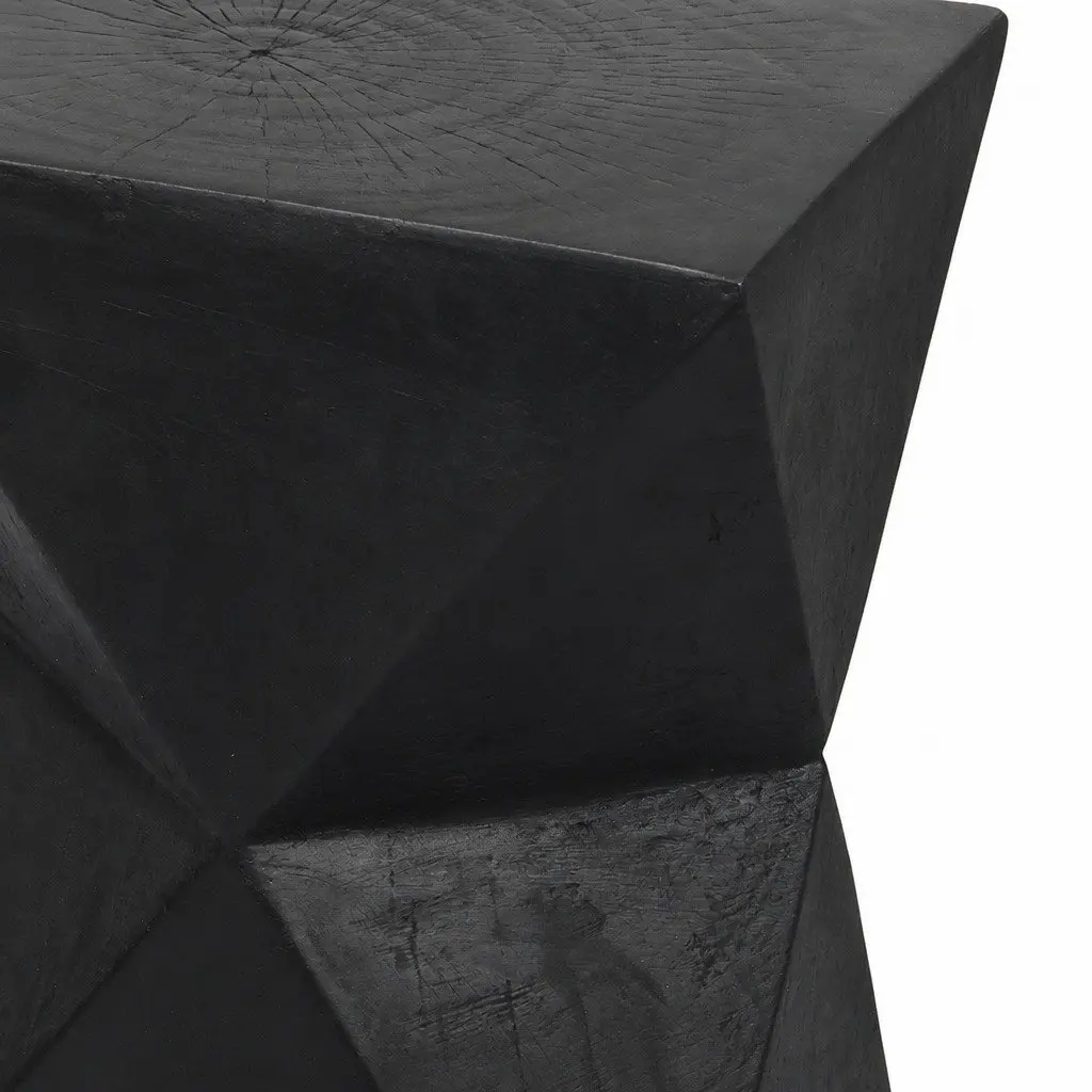 Geometric Accent Stool Terrazzo Black Magnesium Cement 31cm Wide 31cm Deep 45cm High Nightstand Side Table